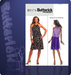 5174 BUTTERICK CONTRAST OR NOT SLEEVELESS  PULLOVER JERSEY DRESS PATTERN 6-12